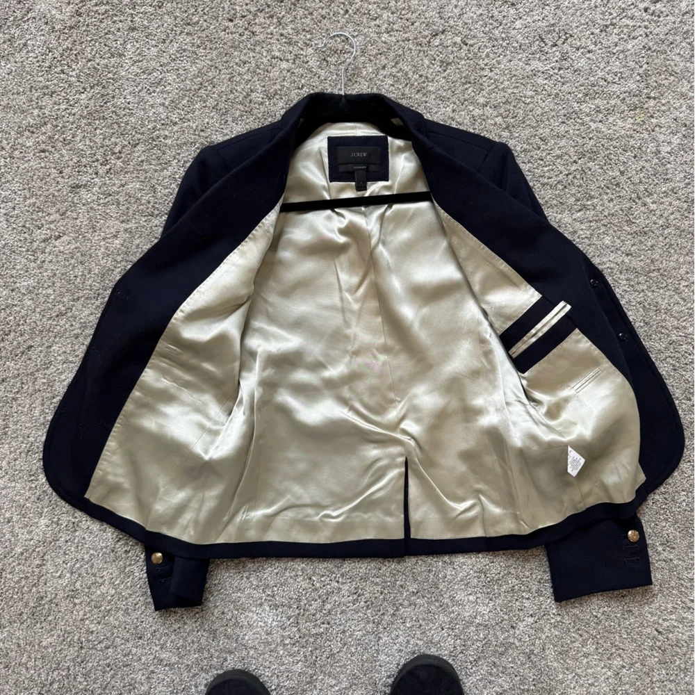 J.Crew Schoolboy Navy Wool Blazer Size 2 Gold Buttons - Picture 6 of 11